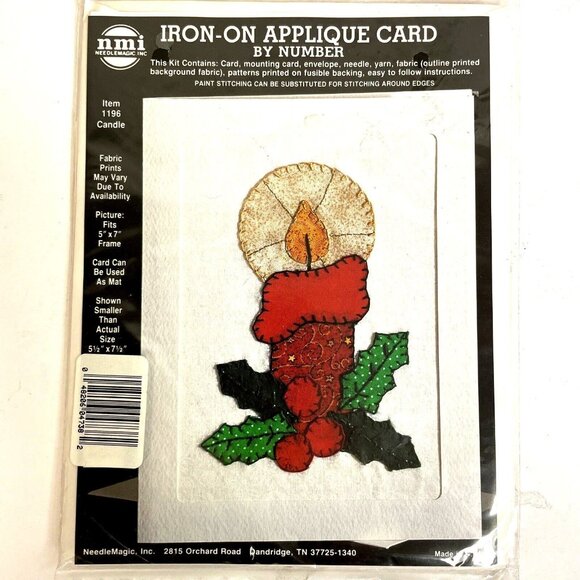 VTG NMI NEEDLEMAGIC Inc. Iron-On Appliqué Card By Numbers, Candle #1196, NIP - Picture 3 of 14